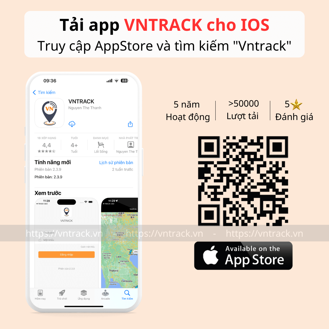 Tải app Vntrack cho điện thoại sử dụng hệ điều hành IOS